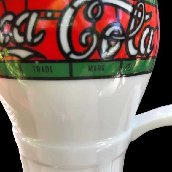 Vintage Tall Coca-Cola Milk Glass, Stained Glass Beverage Glass by Mann Made Mug - Picture 7 of 9